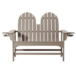 WestinTrends - St. Augustine Outdoor Patio 49" HDPE Adirondack Garden Bench - Weathered Wood