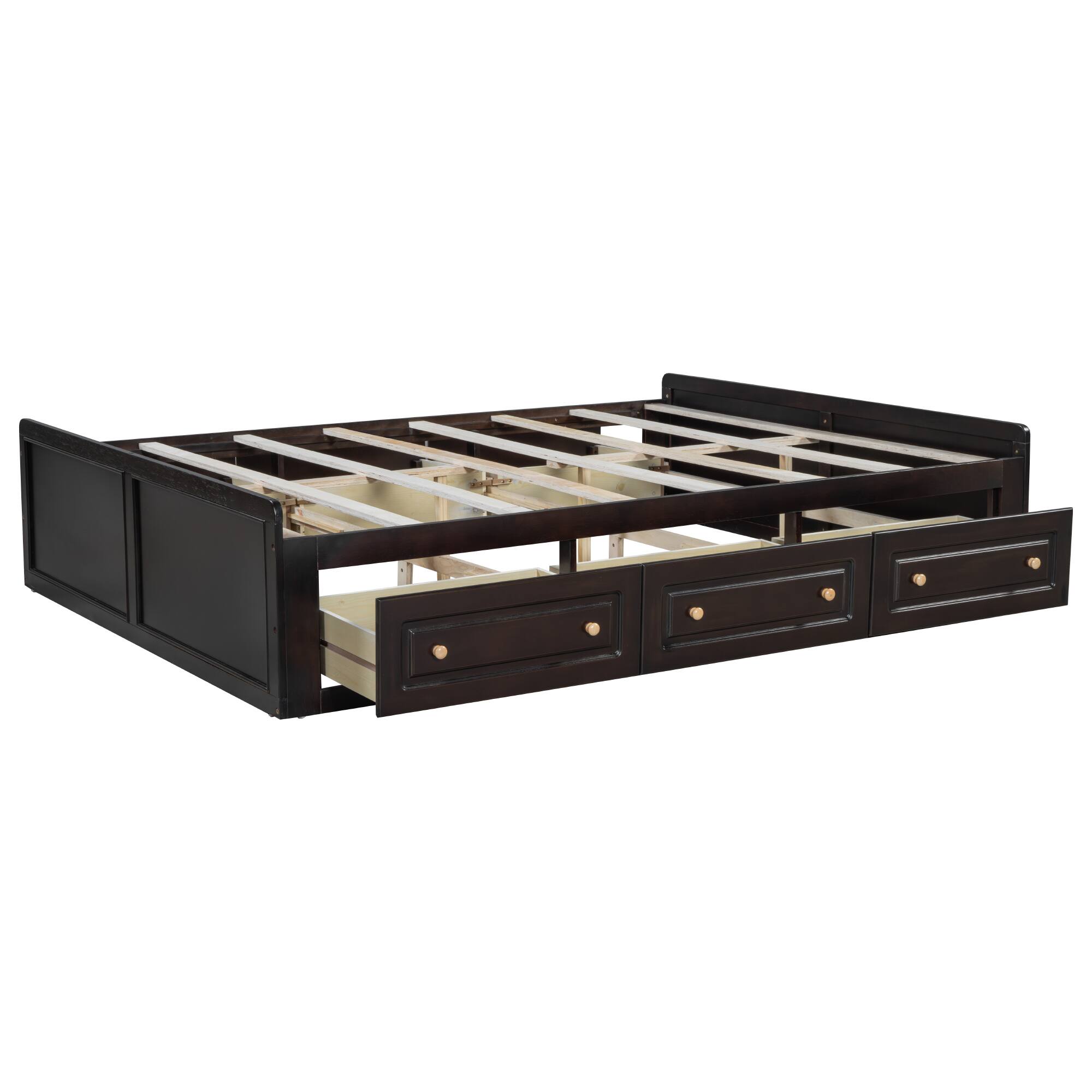 Alt View 1. Whisen - Queen Size Platform Bed Frame with 6 Storage Drawers-Espresso - Espresso.