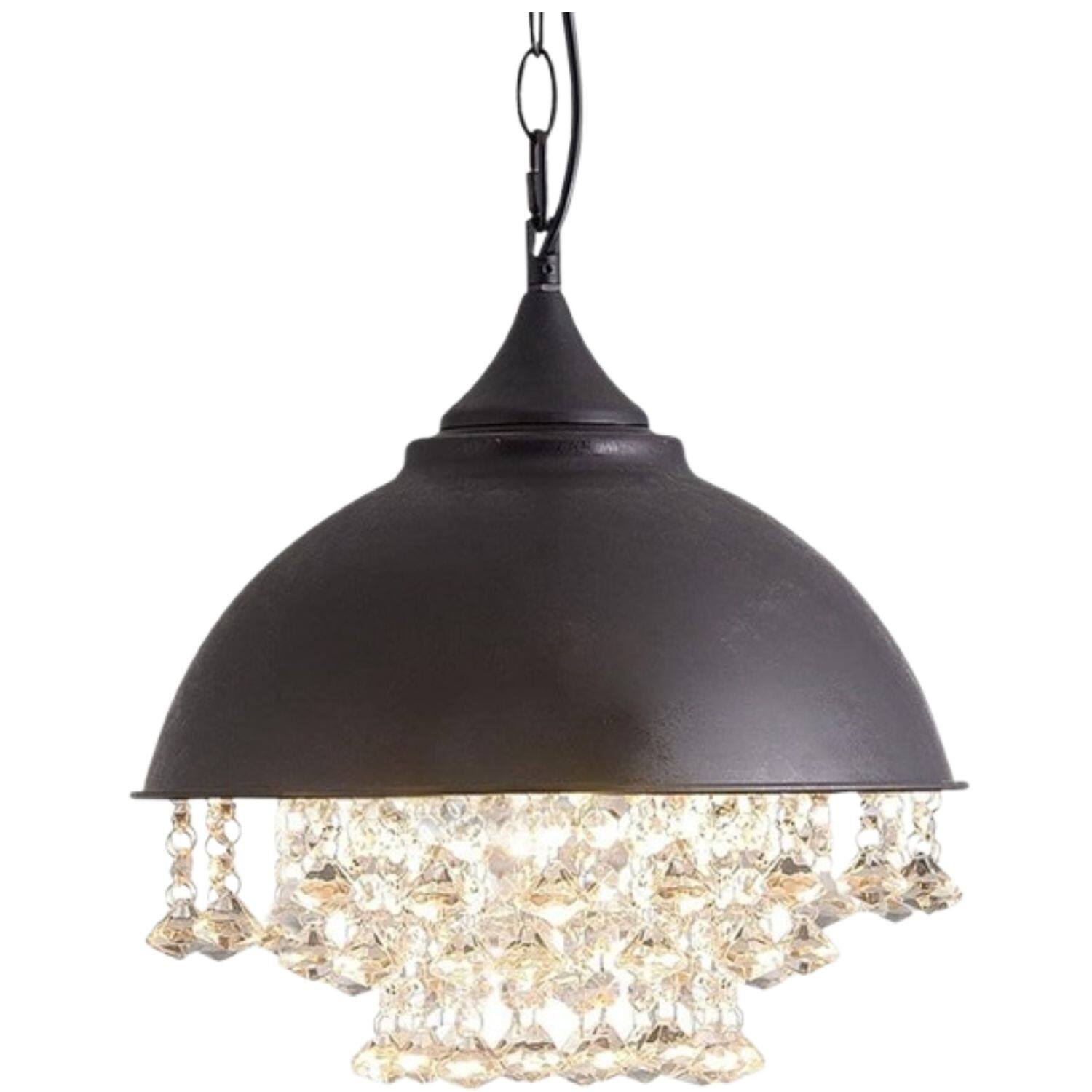 Front. Stock Preferred - Crystal Rustic Industrial Pendant Light - Rust.