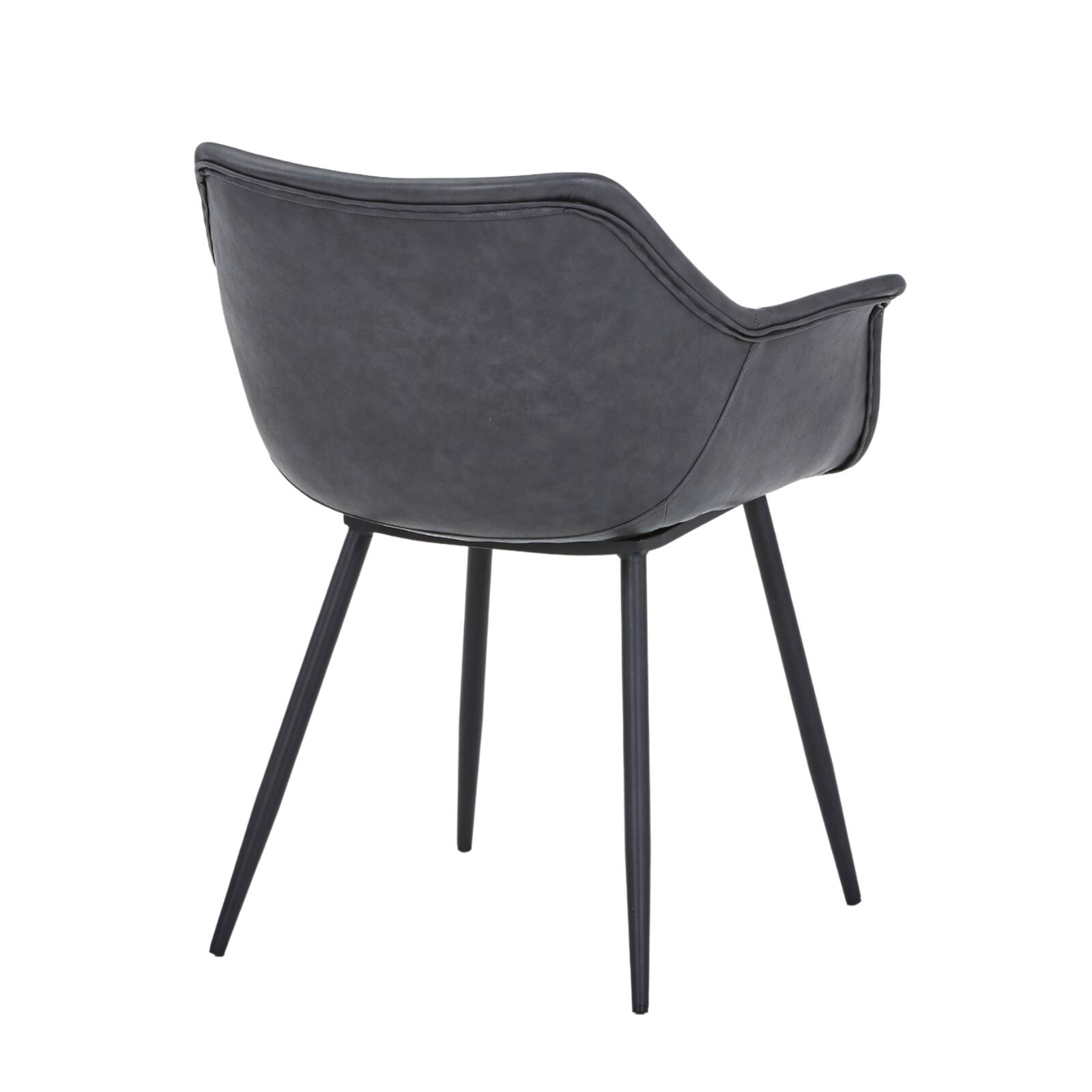 Alt View 8. LeisureMod - Markley 2-PCS Modern Leather Accent Dining Chair with Powder-Coated Iron Legs - Charcoal Black.