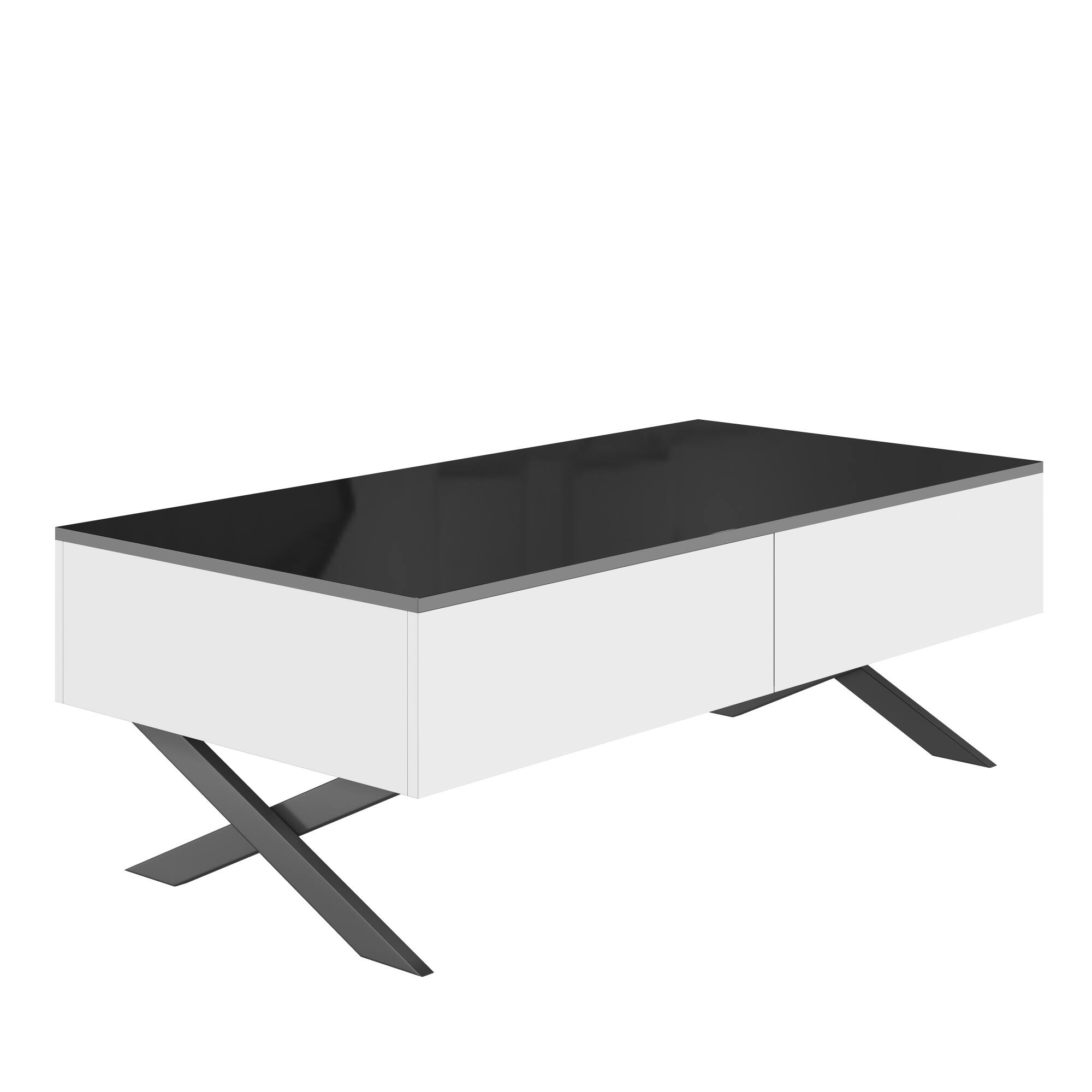 Alt View 9. GOODSILO - Modern Rectangular Coffee Table with Mirrored Finish and Hidden Storage Drawers for Living Room - Black.