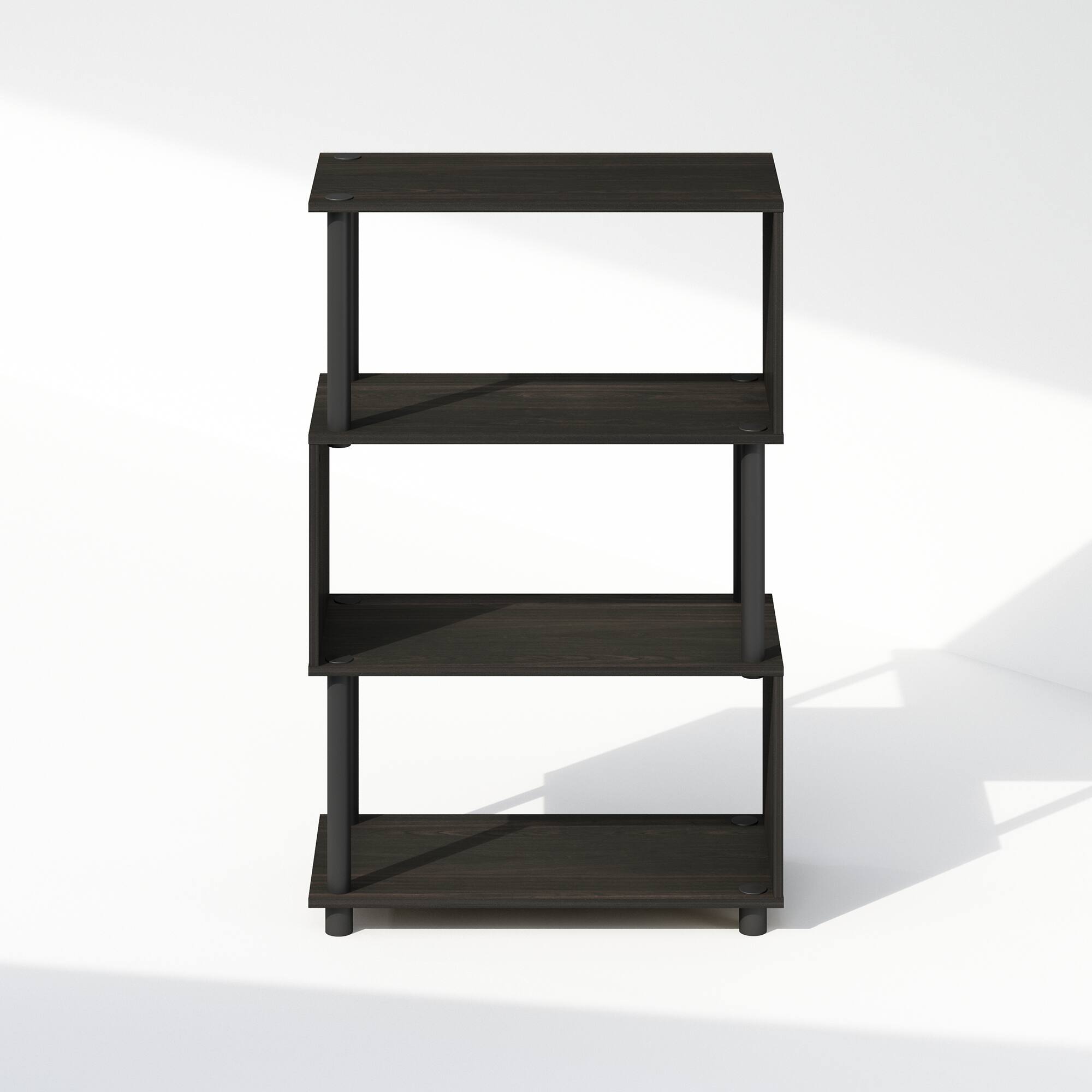 Alt View 1. Furinno - Reed 4-Tier S-Shaped Bookcase, Bookshelf - Espresso.