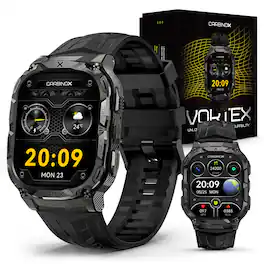Carbinox - Vortex Rugged Smart Watch for Men, Fitness Tracker with Bluetooth Calls, 1.96 in AMOLED, 15-Day Battery - Black - (2023)