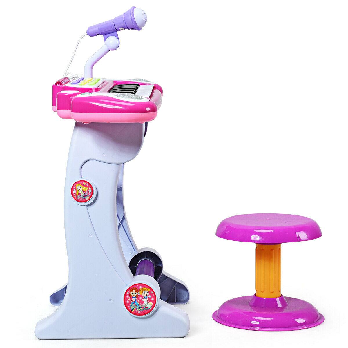 Alt View 7. Gymax - Gymax Kids Electronic Keyboard Piano MP3 Input 37 Key Microphone Stool Toy - pink.