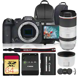 Canon - EOS R7 Mirrorless Camera with Cropping Guide Firmware + RF 100-500L