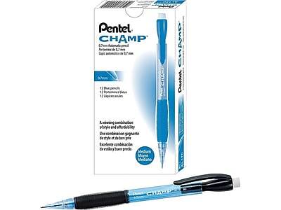 Pentel CHAMP

0.7mm automatic pencil
Péncil automatique de 0.7 mm
Lápiz automático de 0.7 mm

12 Blue pencils
12 Pencils bleus
12 Lápices azules

A winning combination of style and affordability
Une combinaison gagnante de style et de prix
Excelete combinación de estilo y precio

Medium
Mediano