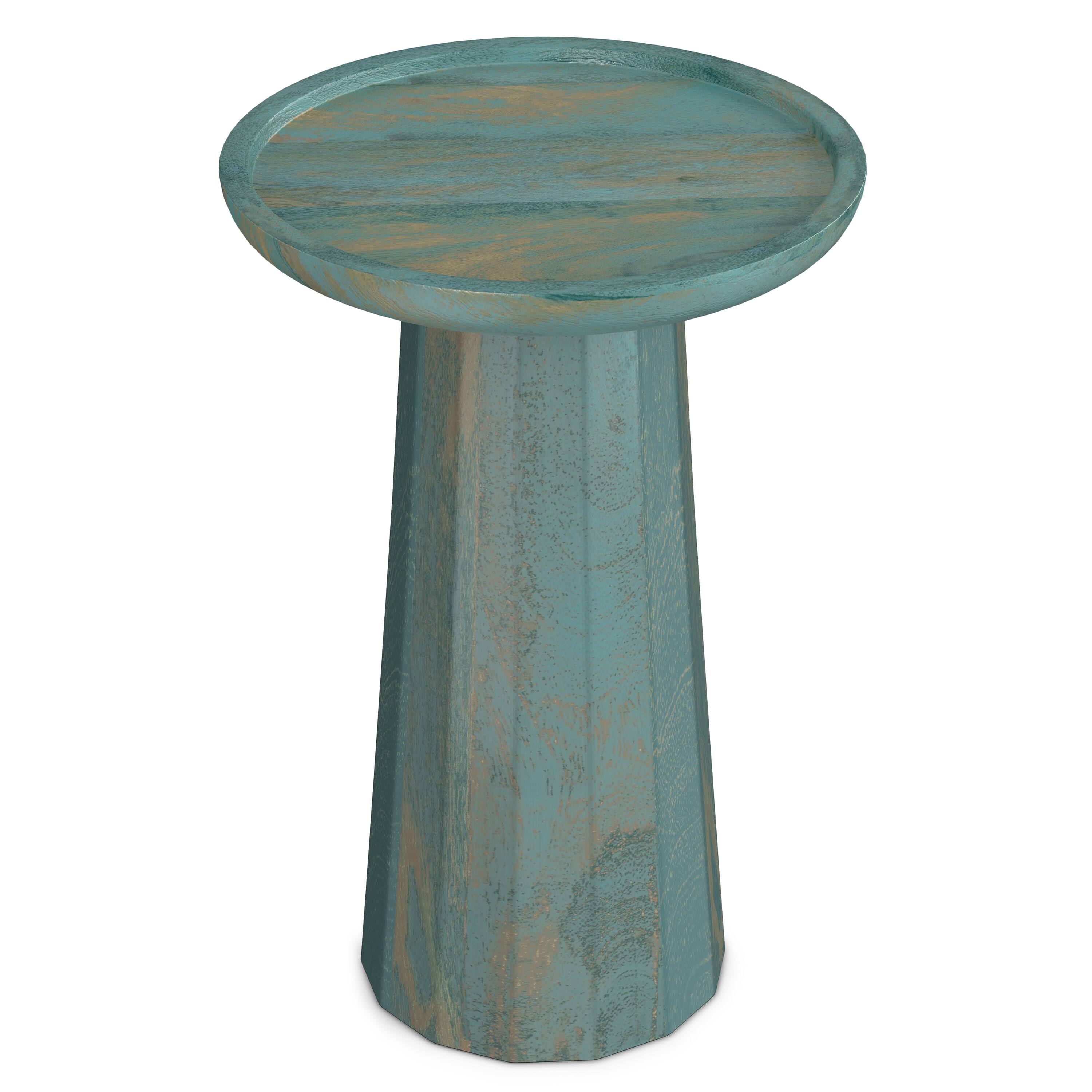 Alt View 3. Simpli Home - Dayton 13 inch Wide Solid Mango Wood Wooden Accent Table in Teal Wash - Teal Wash.