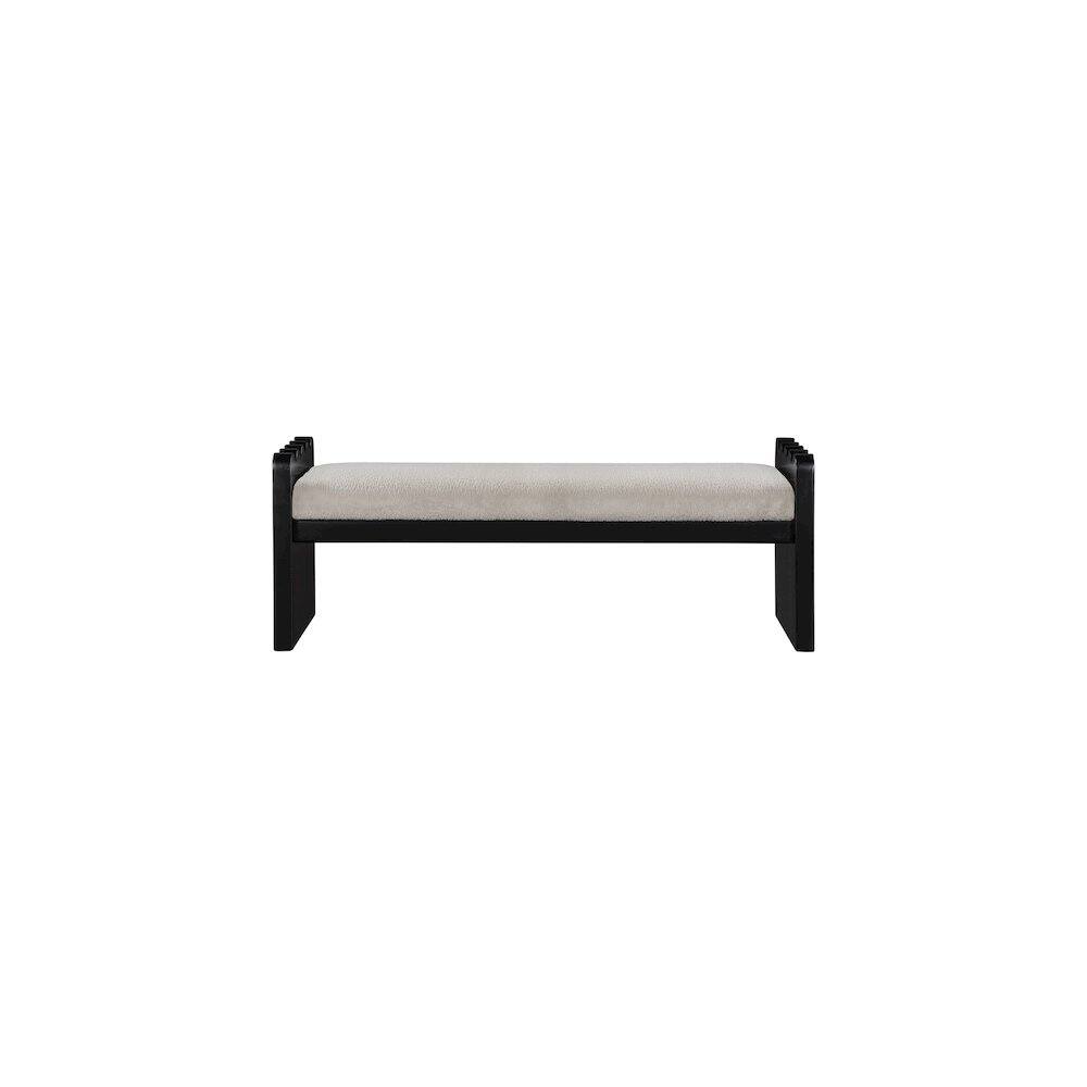 Alt View 2. Meridian Furniture - Sonia Beige Velour Fur Fabric Bench - Beige.