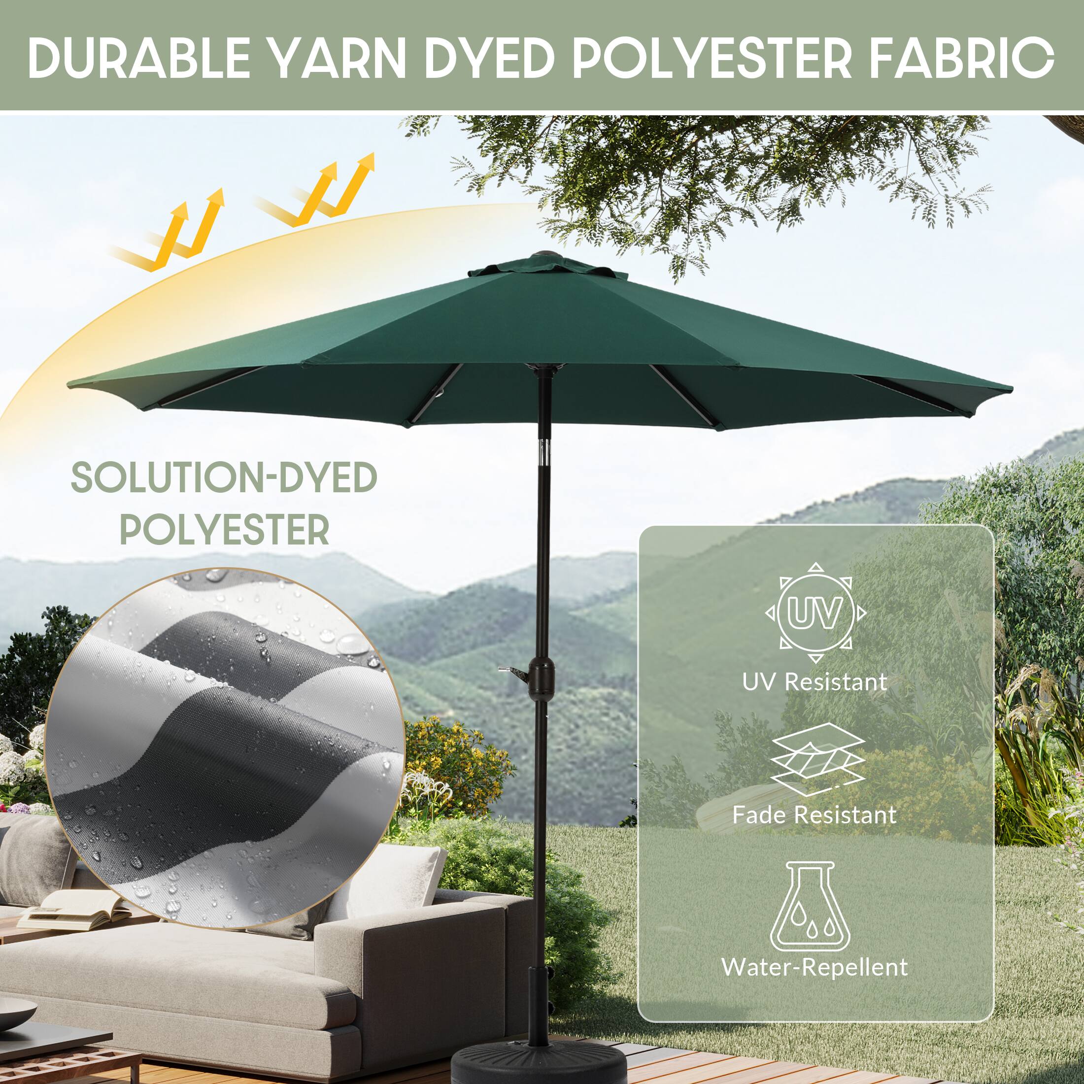 DURABLE YARN DYED POLYESTER FABRIC  
SOLUTION-DYED POLYESTER  
UV Resistant  
Fade Resistant  
Water-Repellent