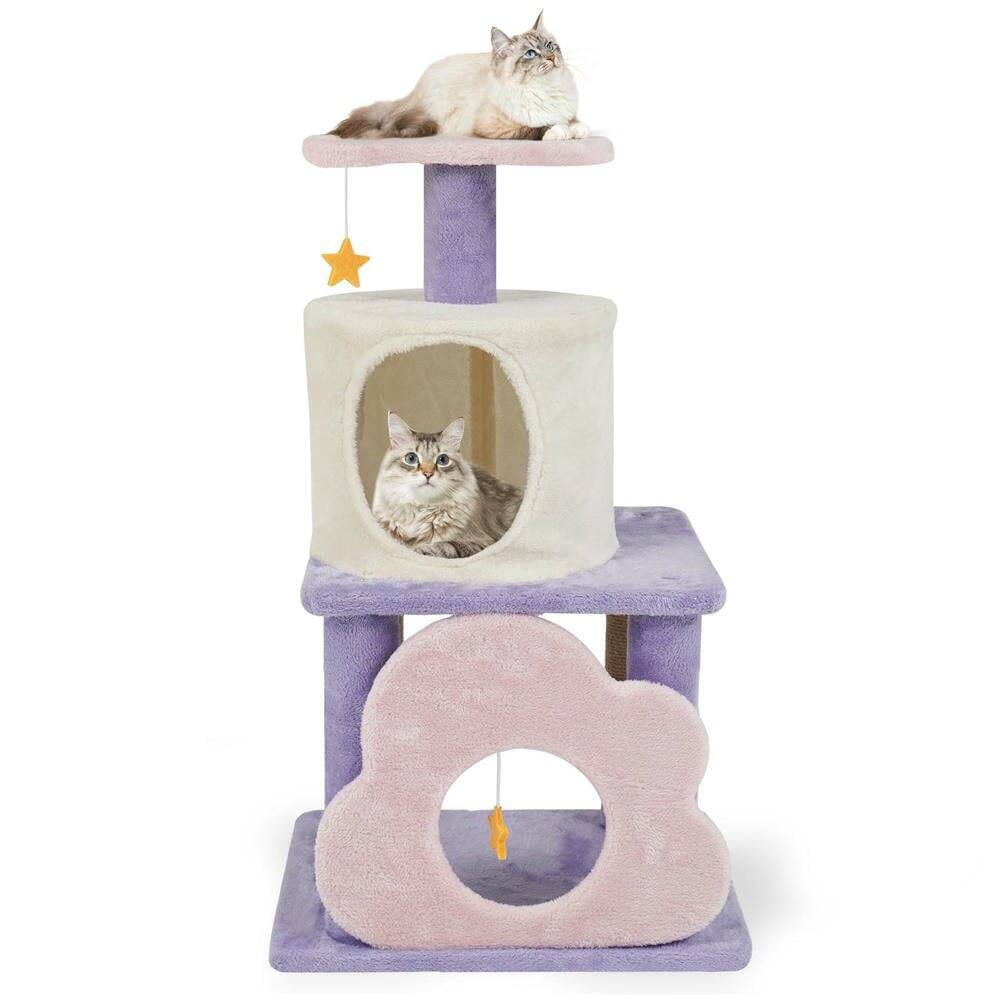 Alt View 1. Kadyn - 31.5-Inch Cute Modern Multi-Level Cat Tree Kitten Tower, Purple - Purple.