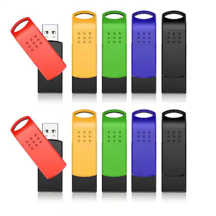 Front. Stock Preferred - 10-Pack 16GB USB 2.0 Retractable Flash Drives – Mixed Colors - Mix Color.