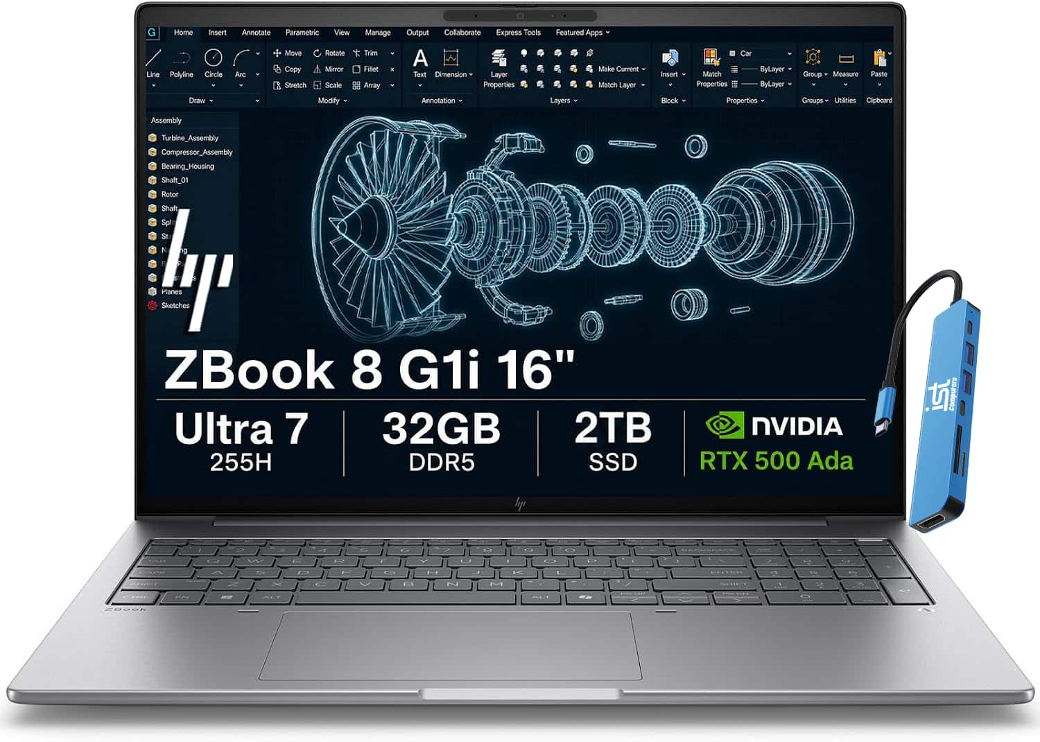 HP - Upgraded - ZBook 8 G1i 16" FHD+ AI Mobile Workstation Laptop - NVIDIA RTX 500 Ada - Intel Core Ultra 7 255H - 32GB RAM - 2TB SSD - Sliver Gray