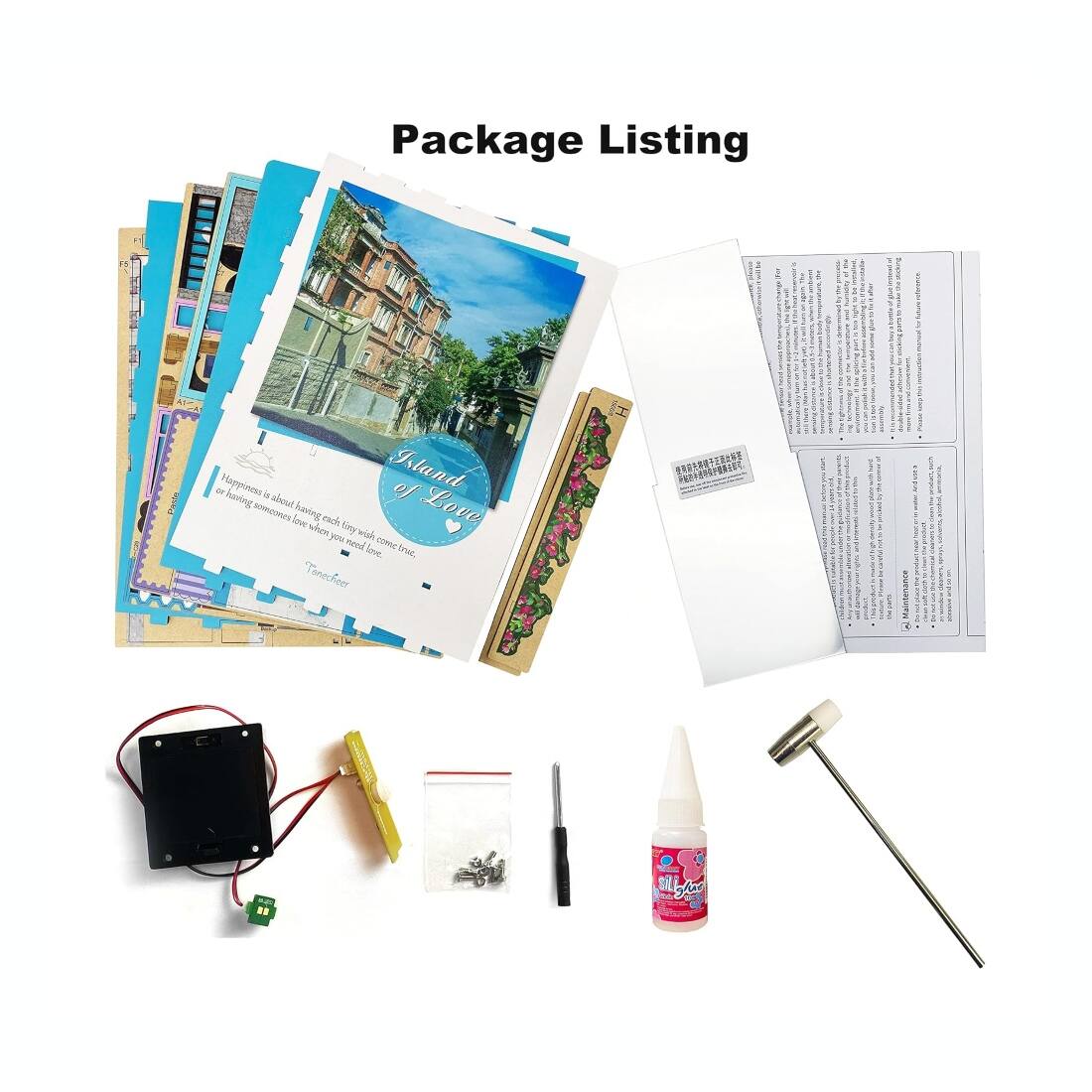 Back. 3D Puzzle - DIY 3D Book Nook Kit Island of Love Cafe 83pcs.