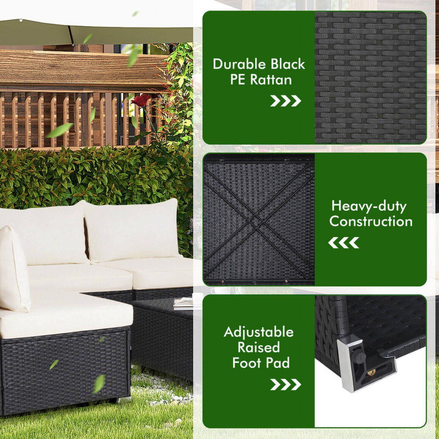 Durable Black PE Rattan  
Heavy-duty Construction  
Adjustable Raised Foot Pad