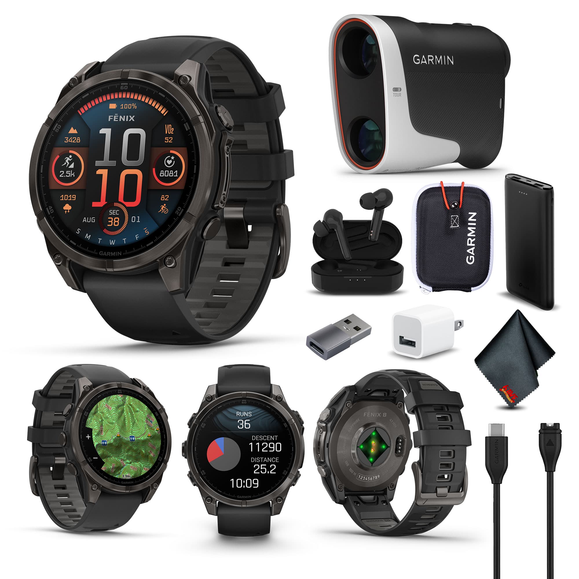 Garmin - fenix 8 – 47 mm, AMOLED, Sapphire, Carbon Gray DLC Titanium with Black/Pebble Gray Silicone - Gray - (2024)
