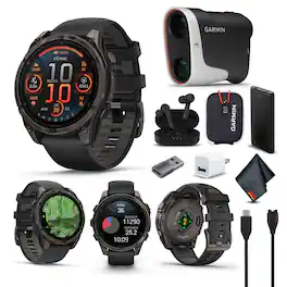 Garmin - fenix 8 – 47 mm, AMOLED, Sapphire, Carbon Gray DLC Titanium with Black/Pebble Gray Silicone - Gray - (2024)