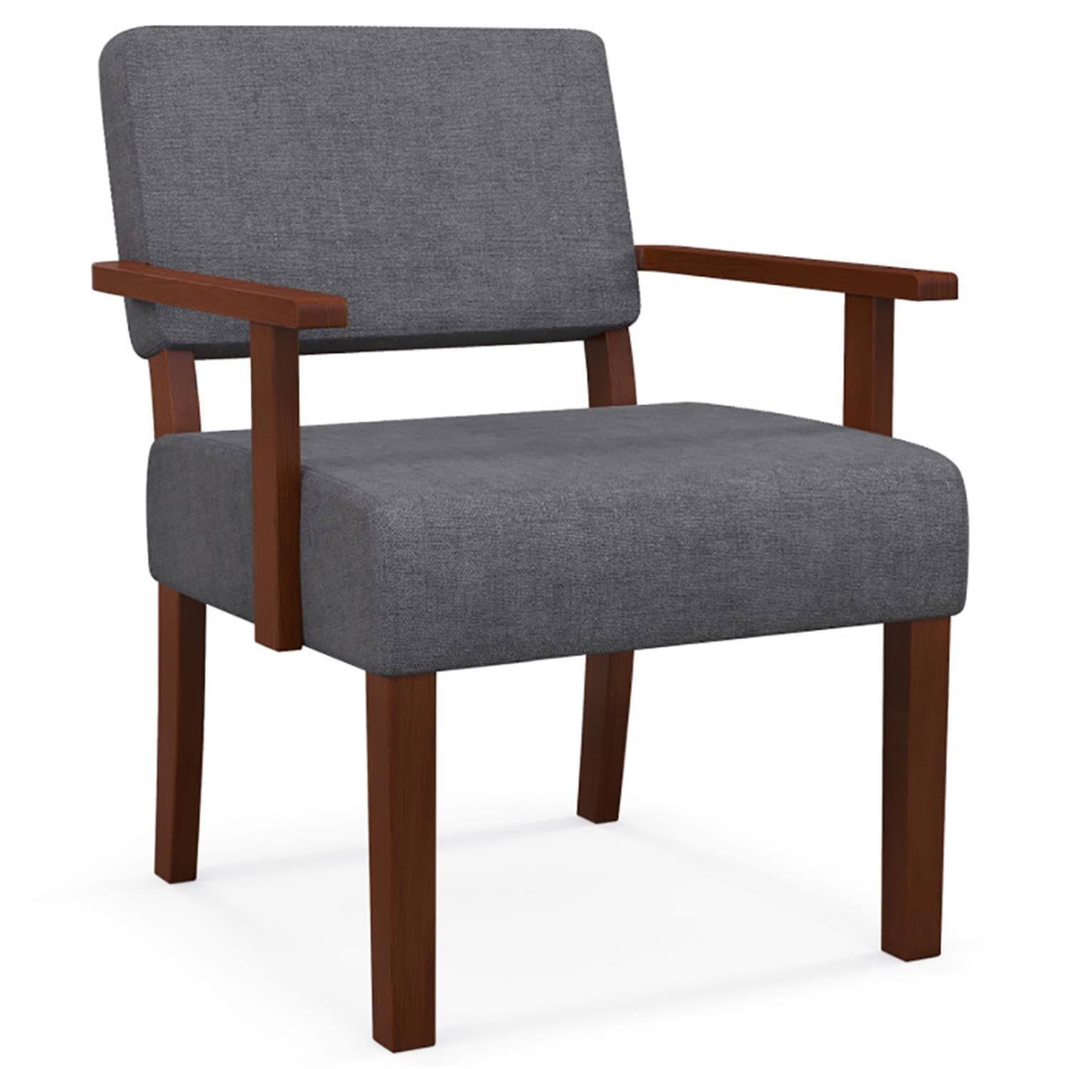 Front. Pefilos - Linen Accent Chair, Elegant Armchair with Soft Padded Seat and Backrest, Suitable for Home Living Room Bedroom Reception - Gray.