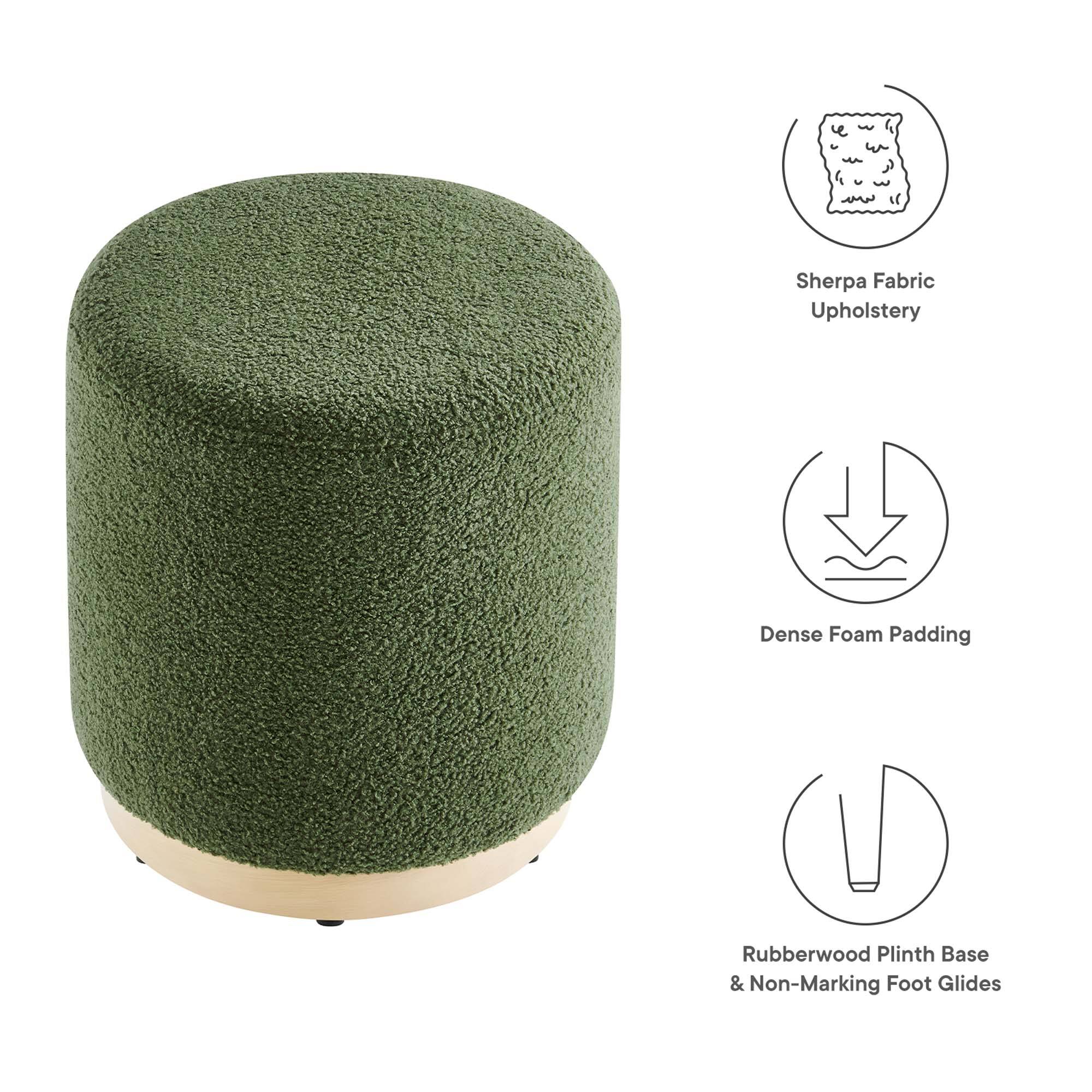 - Sherpa Fabric Upholstery
- Dense Foam Padding
- Rubberwood Plinth Base & Non-Marking Foot Glides