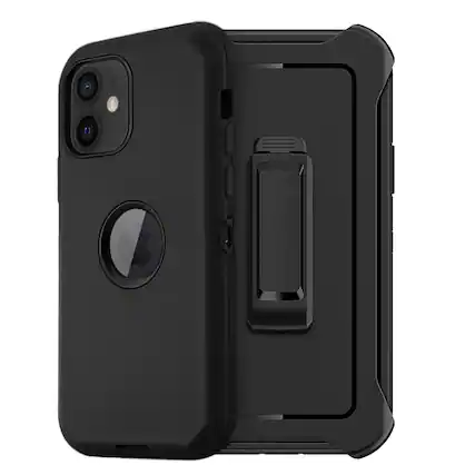 Front. Reiko - Multilayer Full Protection With Built-In Screen Protector Caseapple Iphone 12 Mini In Black - Black.