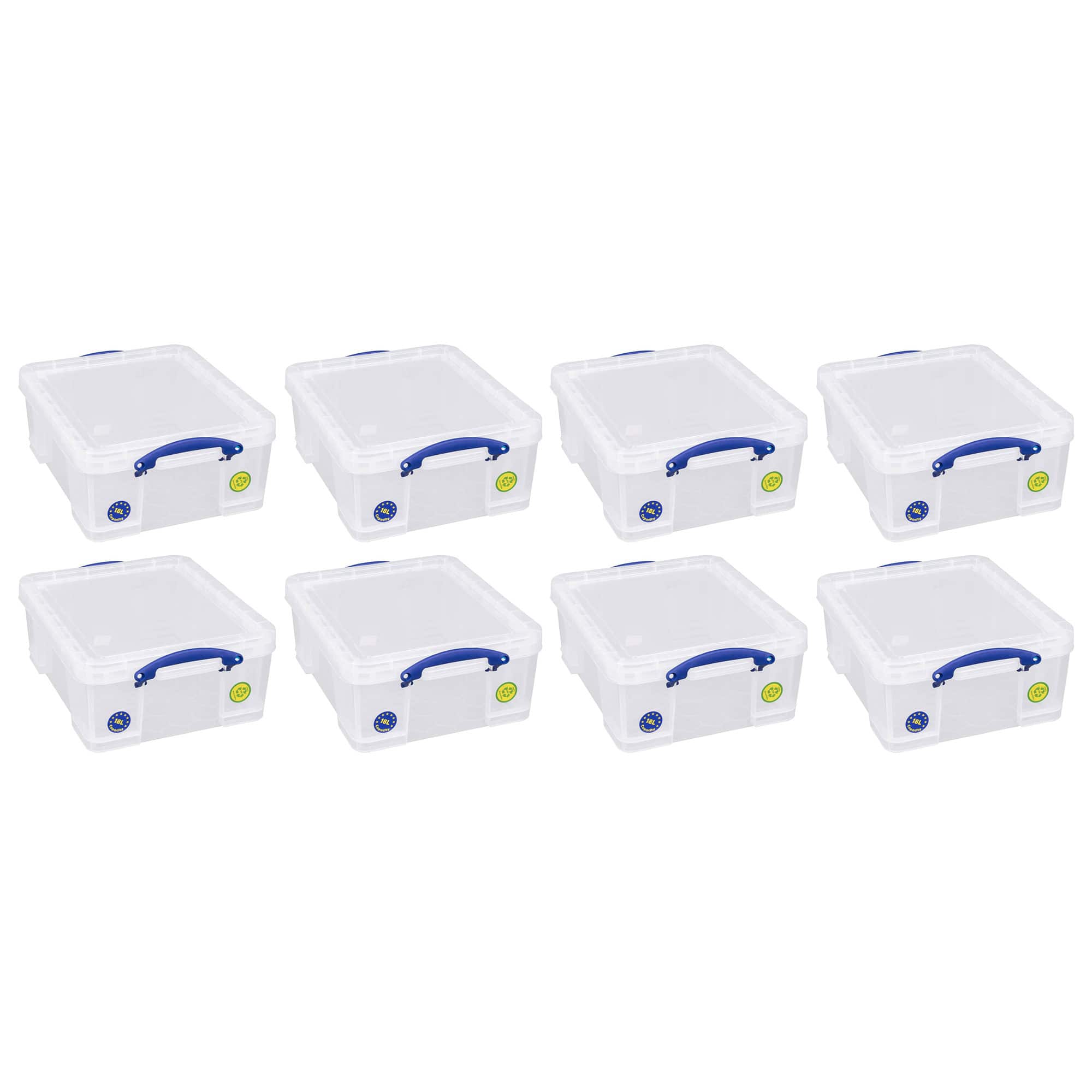 Really Useful Box - 18L Storage Container w/Snap Lid & Clip Lock Handle, 8 Pack - Clear price history on PriceWatchPro