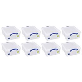Really Useful Box - 18L Storage Container w/Snap Lid & Clip Lock Handle, 8 Pack - Clear