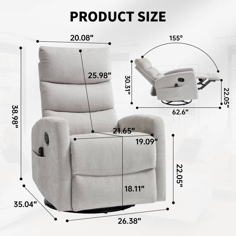 PRODUCT SIZE
20.08"
155°
38.98" 35.04"
25.98" 30.31" 21.65" 19.09" 18.11"
62.6" 22.05"
22.05"
26.38"