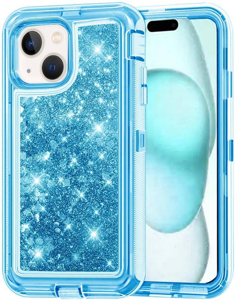 Entronix - iPhone 15 Plus Case - Liquid Glitter Triple-Layer Heavy Duty Protection - Purple