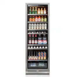 Ca'Lefort - 24 inch 373 Cans Beverage Refrigerators,Freestanding or Built-In Beverage Cooler with 3 Color LED Light for Home,Bar - Silver