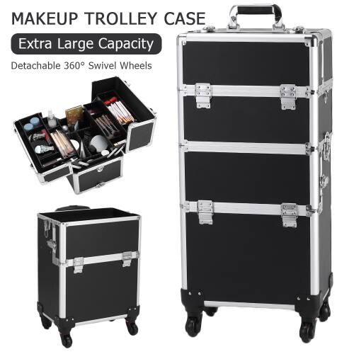 MAKEUP TROLLEY CASE  
Extra Large Capacity  
Detachable 360° Swivel Wheels