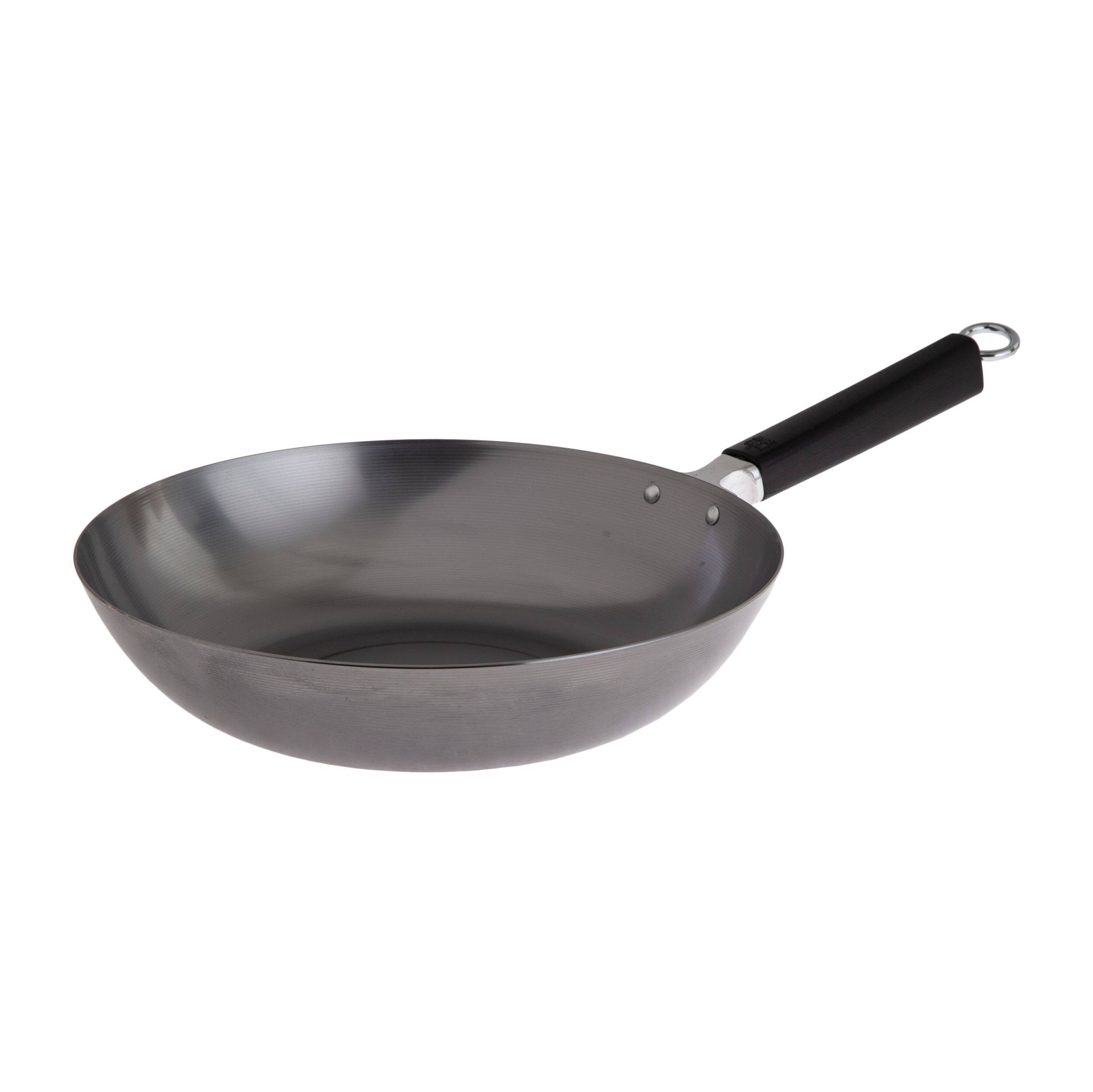 Front. Escali - Joyce Chen Professional Series 12-Inch Uncoated Carbon Steel Stir Fry Pan with Phenolic Handle - Silver.