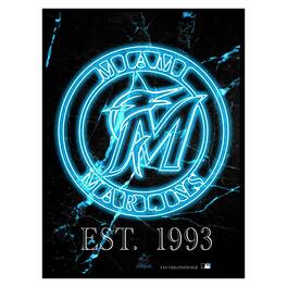 Fan Creations - Miami Marlins 12'' x 16'' Framed Circle Logo Print - Black