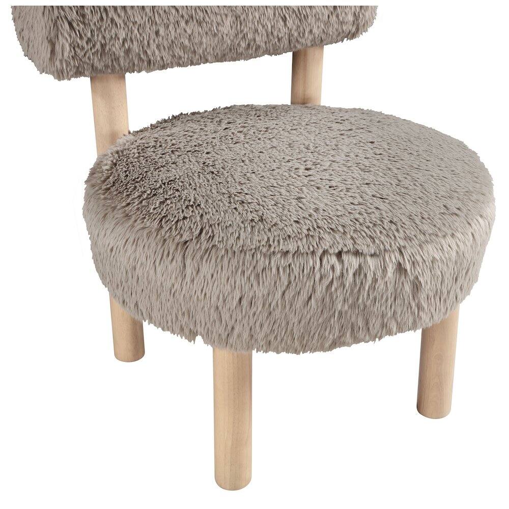 Alt View 2. Meridian Furniture - Ambre Beige Vegan Shearling Fabric Upholstered Accent Chair - Brown.