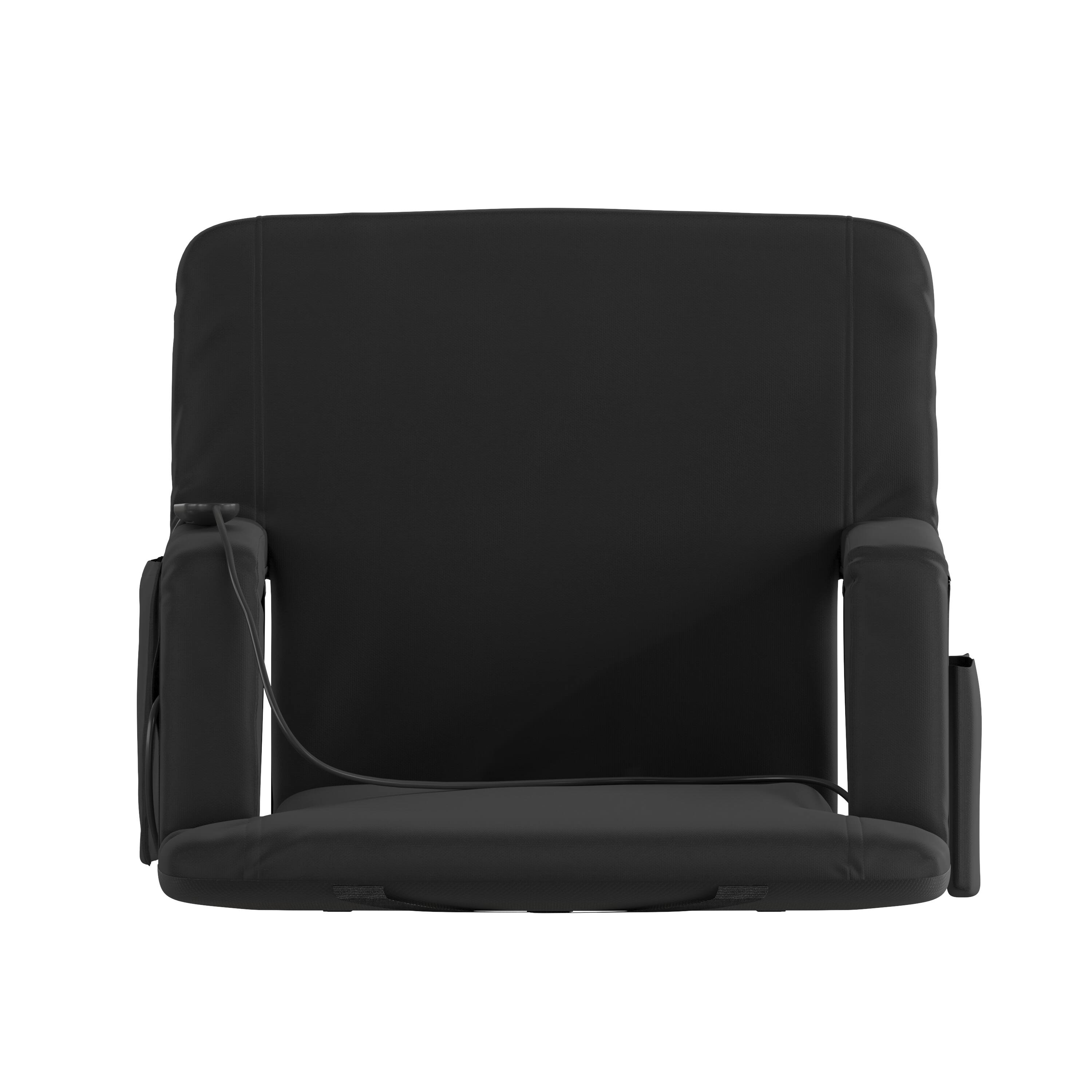 Alt View 10. Emma + Oliver - Foldable Reclining Stadium Chair with Backpack Straps-Heated Back and Seat - Black.
