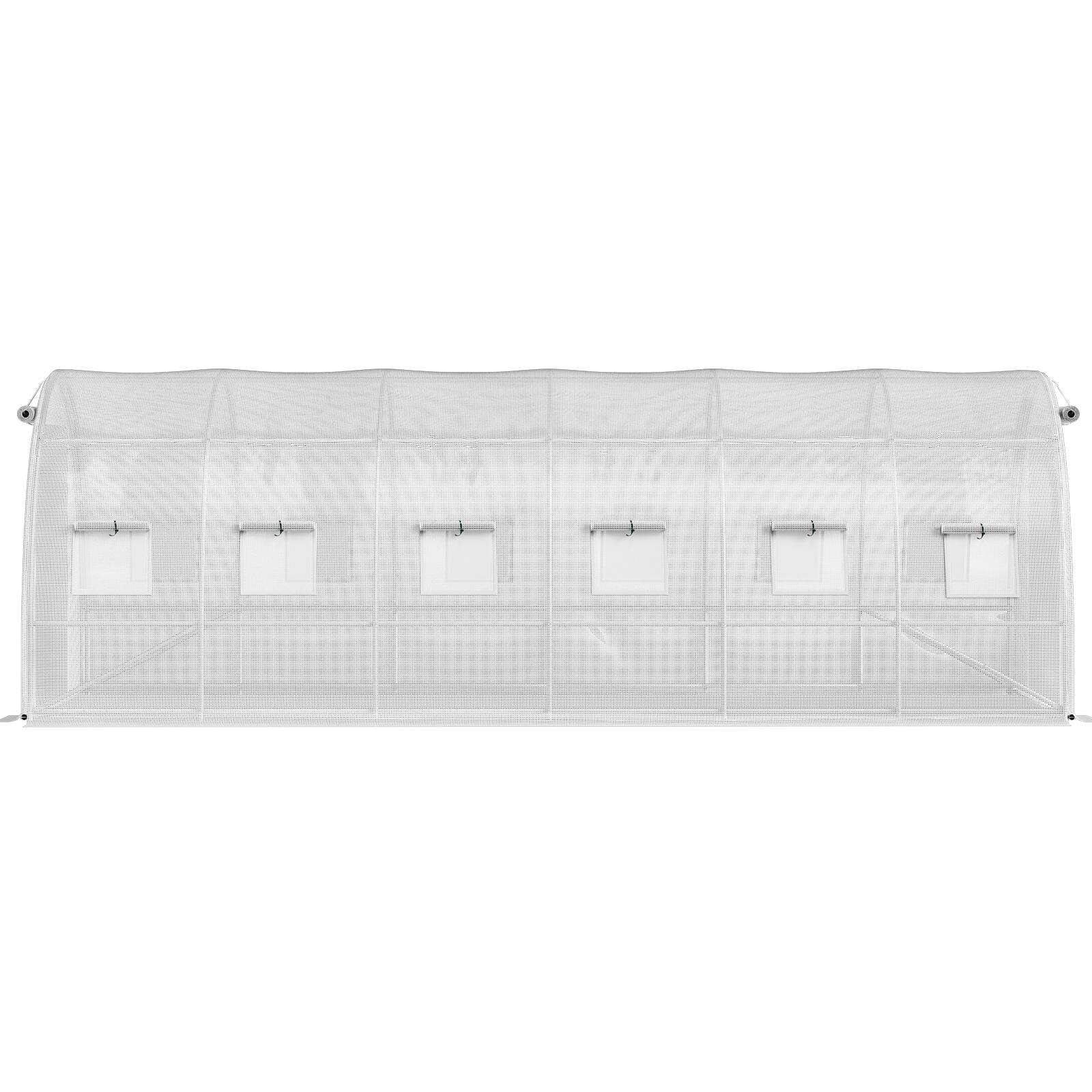 Alt View 5. VEVOR - 20 x 10 x 7 ft Walk-in Tunnel Greenhouse,Portable Plant Hot House with Galvanized Steel Hoops,3 Top Beams,Diagonal Poles - White.