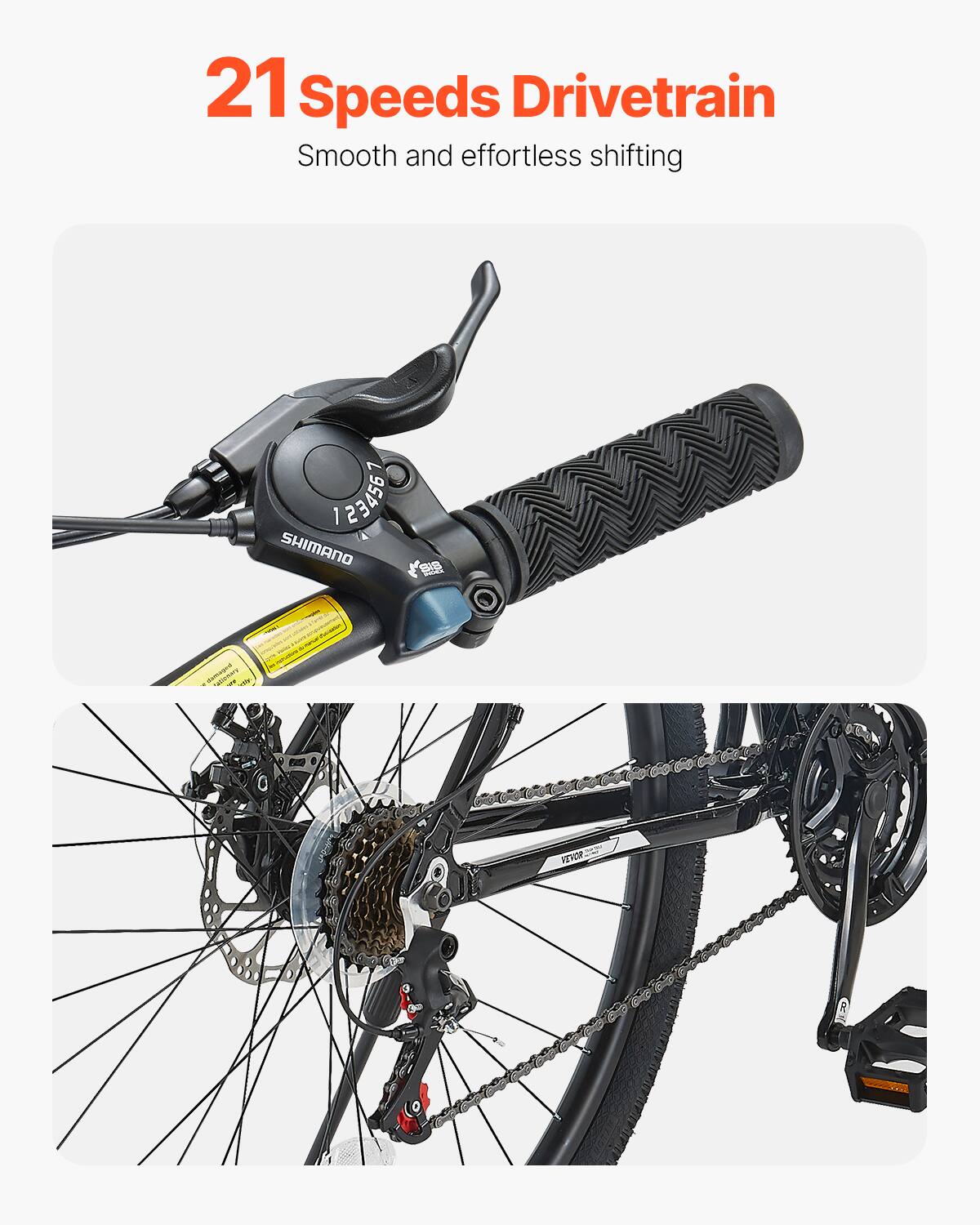21 Speeds Drivetrain
Smooth and effortless shifting
1 34561 SHIMANO S PRS ninV