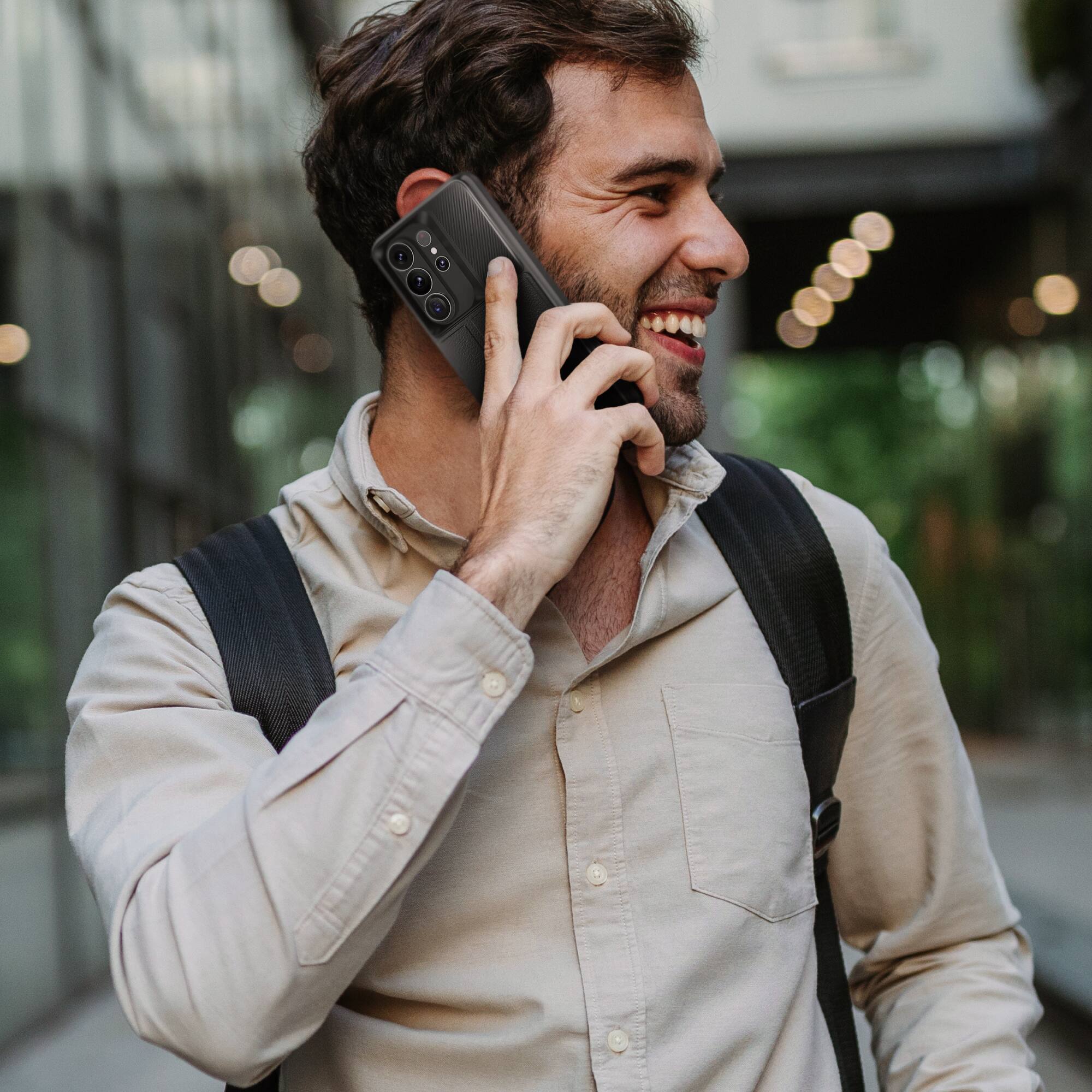 Angle. Vena - vCommute For Samsung Galaxy S26 Ultra Case Wallet Case with Stand Leather Card Holder [Military Grade], Black - Black.