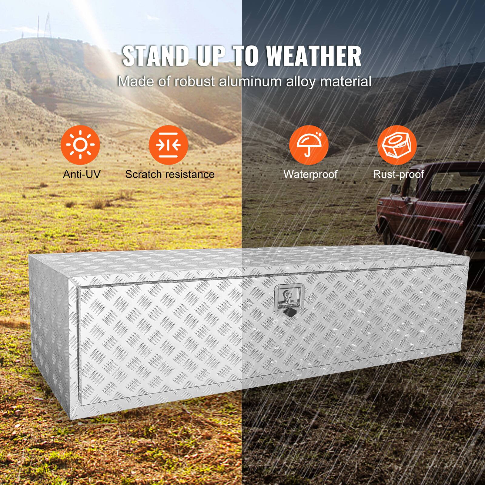 STAND UP TO WEATHER
Made of robust aluminum alloy material
Anti-UV
Scratch resistance
Waterproof
Rust-proof