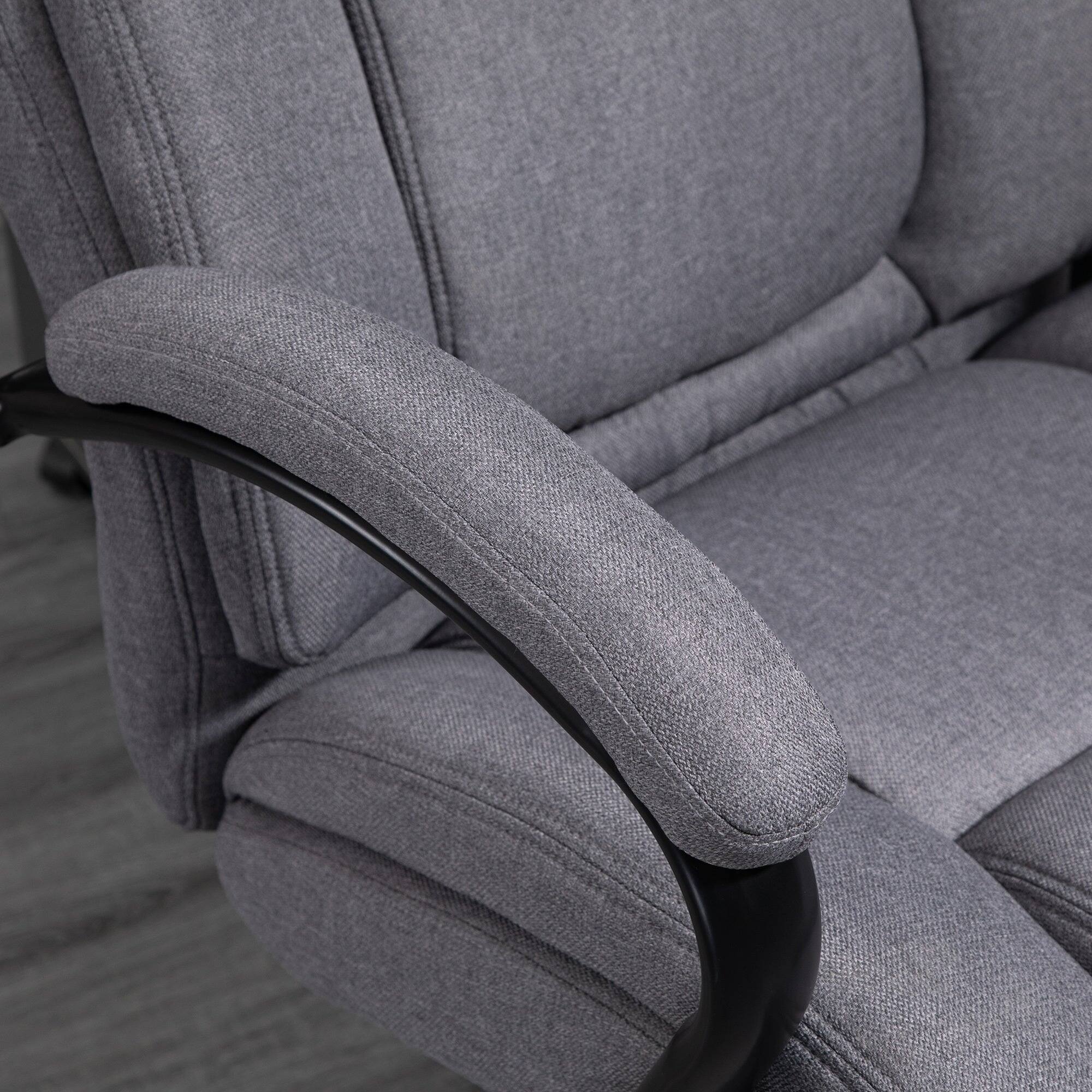 Alt View 7. Platinum-Level - Big and Tall Executive Office Chair, 485 lb Capacity, High-Back Linen-Feel Fabric Chair with Extra-Wide Seat - Light Gray.