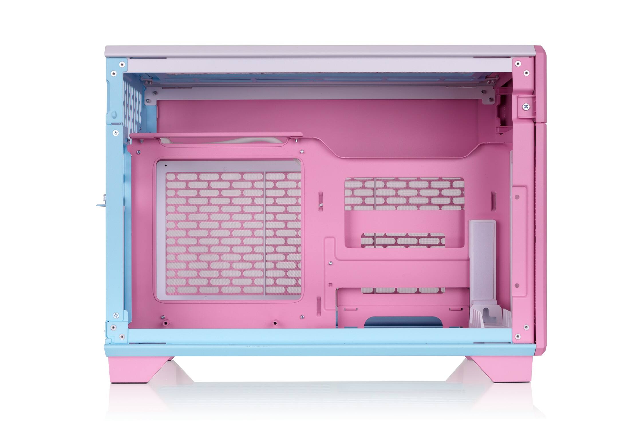 Alt View 1. Thermaltake - TR100 SFF mITX Mini Tower PC Case with PCIe 4.0 Riser Cable Included - Bubble Pink.