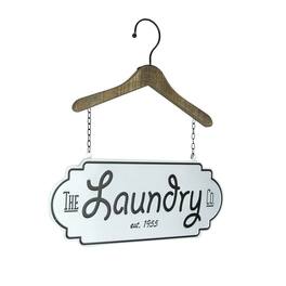 Audrey's - The Laundry Co. Vintage Look Hand Painted Metal and Wood Sign Wall Hanging - Multicolored