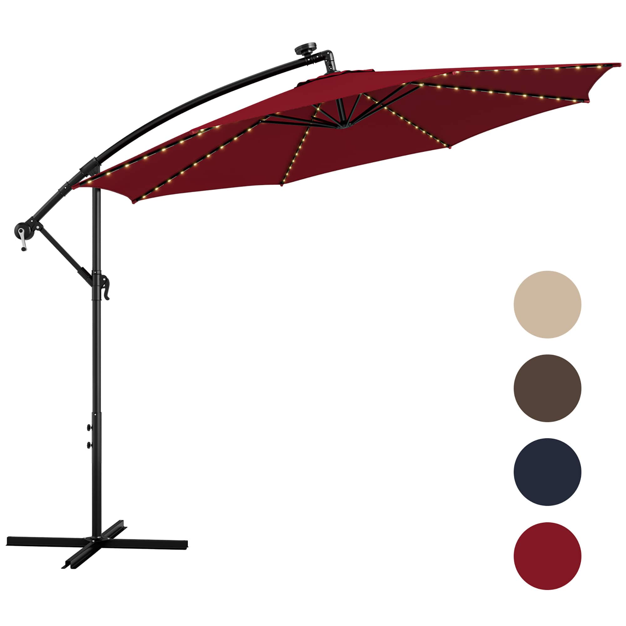 Gymax - 10 FT Offset Patio Umbrella Solar Powered Cantilever Umbrella w/ 112 LED Lights - Wine price history on PriceWatchPro