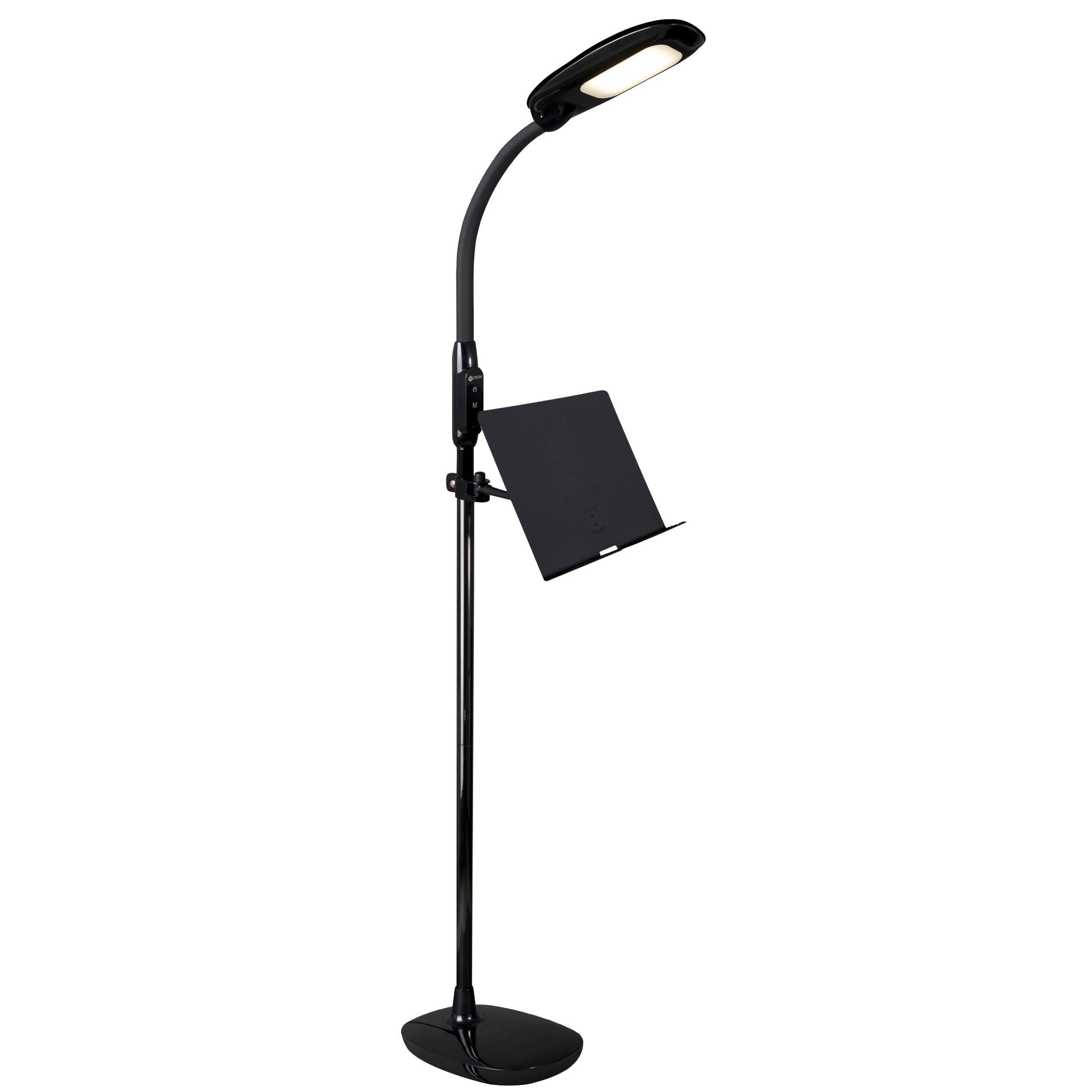 OttLite - LED Floor Lamp with USB and Tablet Stand - Black