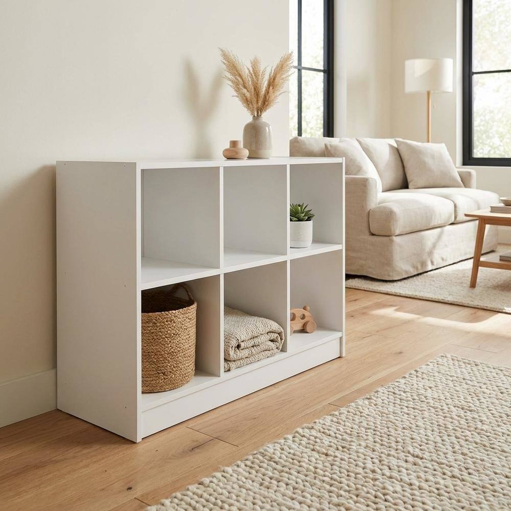 Left. FurniFact - Engineered Wood bookcase with open shelving for living room or office space - White.