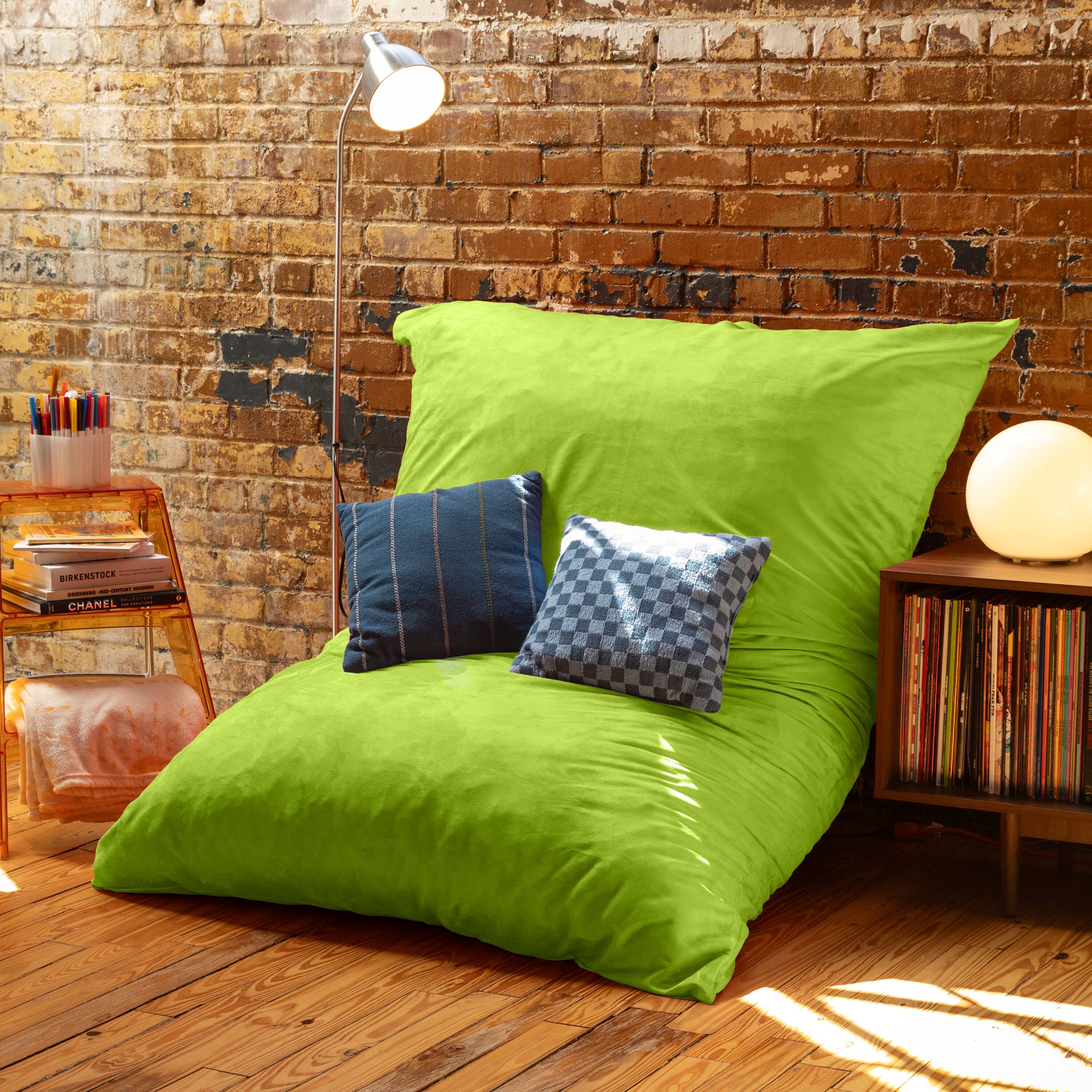Left. Jaxx - Jaxx Pillow Saxx 5.5-Foot - Huge Bean Bag Floor Pillow and Lounger, Lime - Lime.