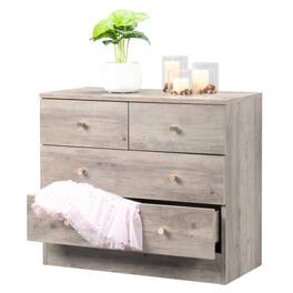 Winado - Modern 4 Drawer Dresser Tall Dresser Chest of Drawers Anti-Tipping Device Metal Handle for Bedroom Living Room Hallway - Gray