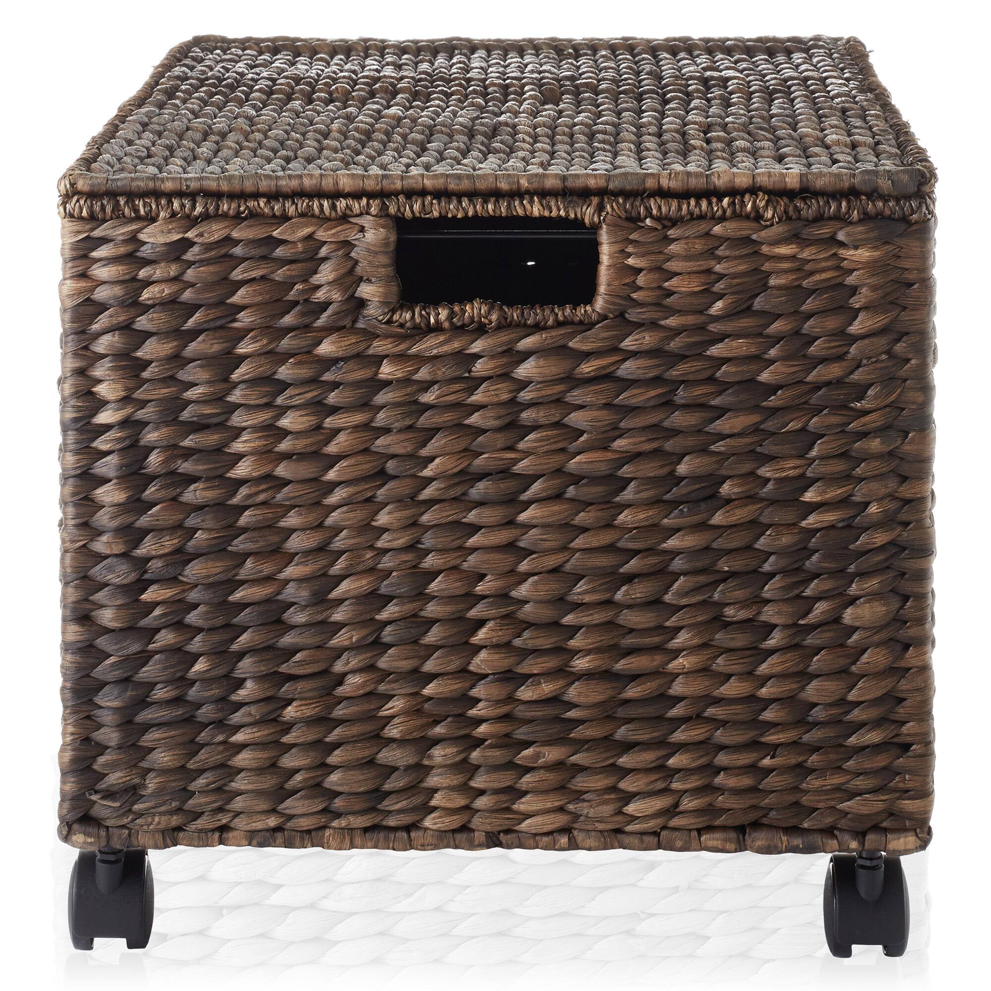 Alt View 3. Casafield - Rolling Filing Cabinet - Water Hyacinth File Organizer - Espresso.