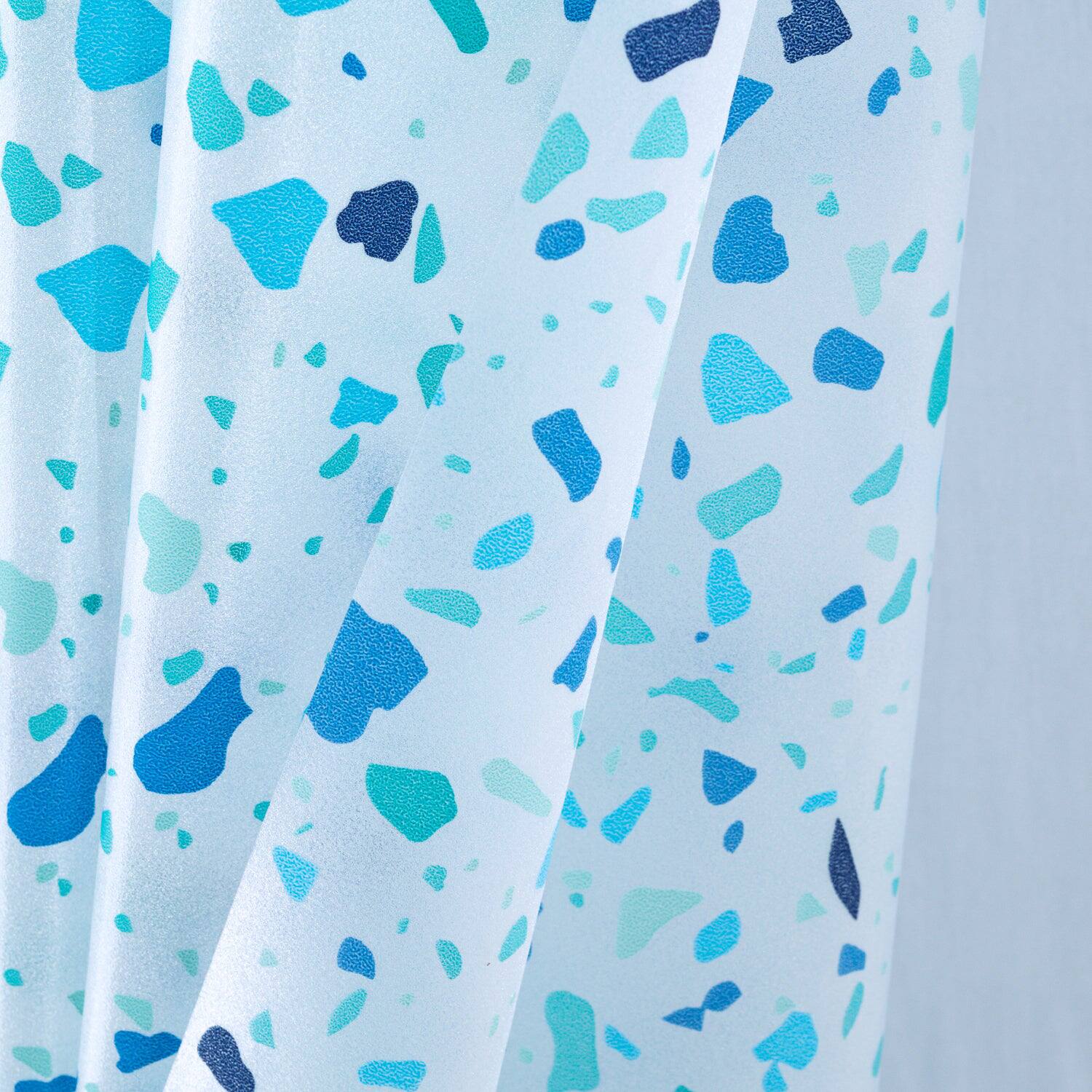 Back. RT Designers Collection - RT Designers Collection 90GSM Peva Glit Printed Terrazzo Shower Curtain 70" x 72" Blue - Blue.