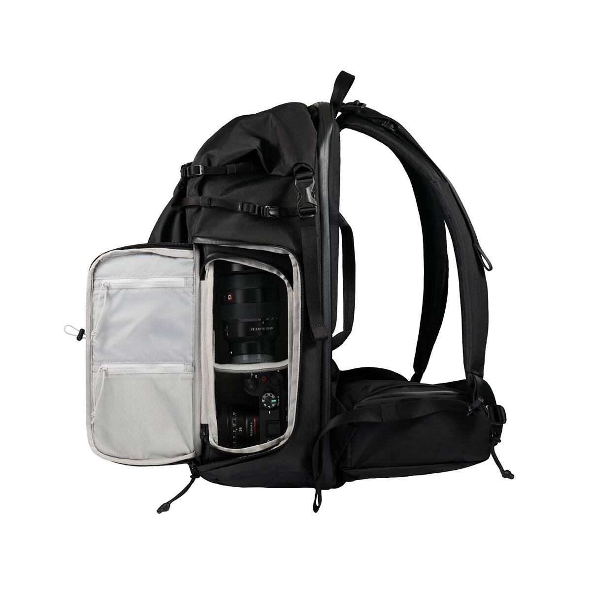Alt View 4. Urth - Urth Helios 40L Outdoor Backpack (black + Large Core Camera Cube + Rain Cover.