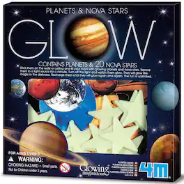 4M - 4M: Glow Planets & Nova Stars - 20 Glow-in-Dark Stick-Ons, Wall & Ceiling Decor