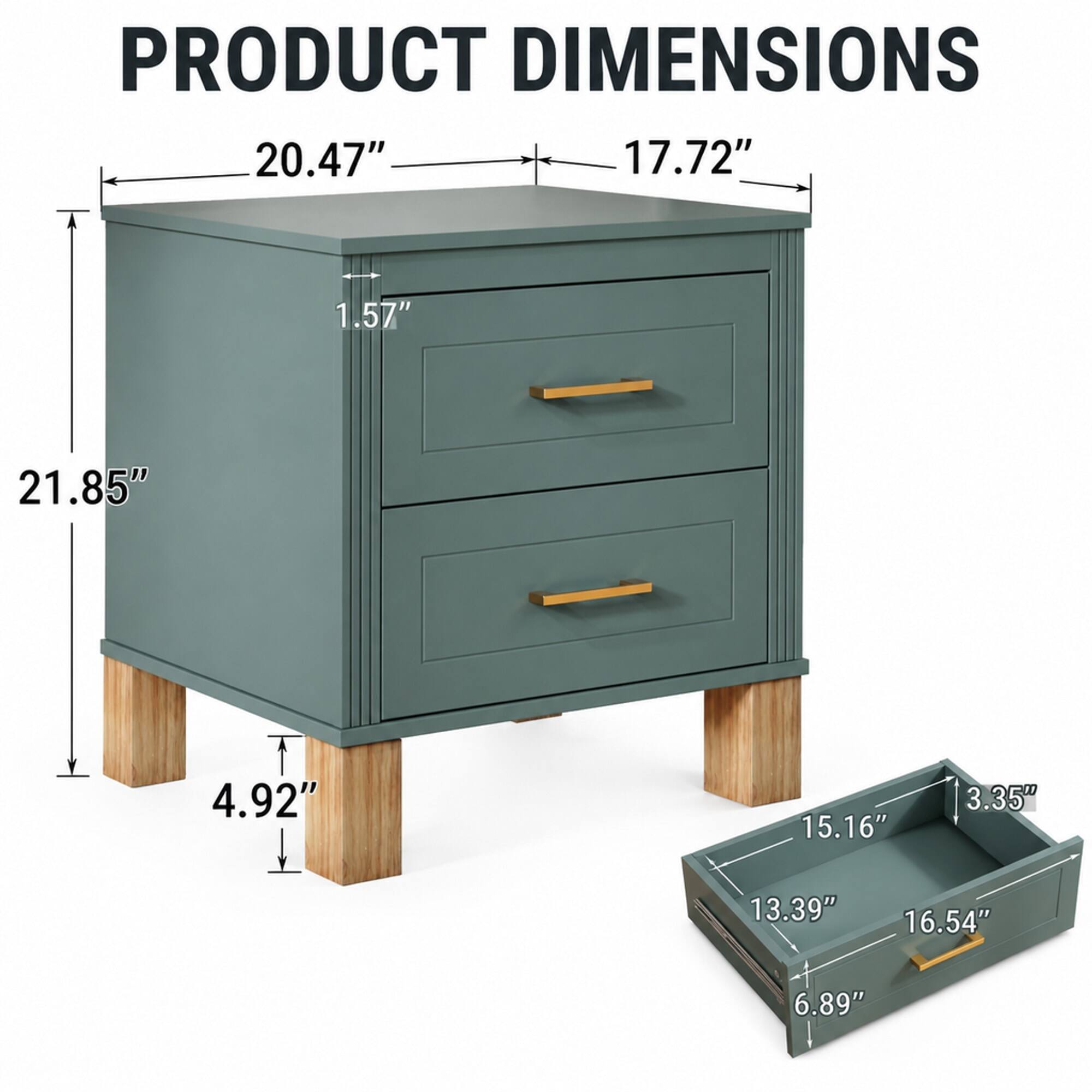 PRODUCT DIMENSIONS  
20.47" 17.72"  
1.57"  
21.85"  
4.92"  
15.16"  
3.35"  
13.39"  
16.54"  
6.89"